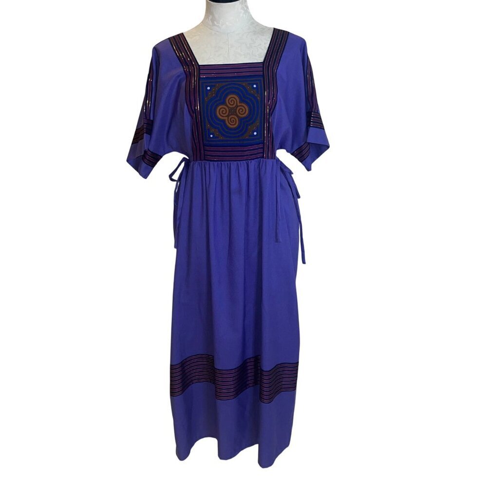 Meo Fashions By Kit Vintage Womens Dress Size Large Purple Kimono Sleeve Maxi